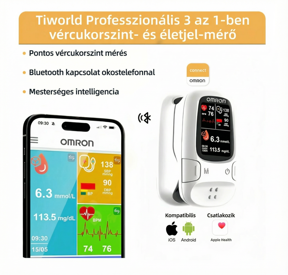 👩‍⚕️A BENU ajánlása丨Omron™ 11in1 nem invazív vércukormérő – Tű nélkül, zsebben hordható.🎉🎁 VÁSÁROLJ 1-ET, ÉS KAPJ 3 AJÁNDÉKOT INGYEN!