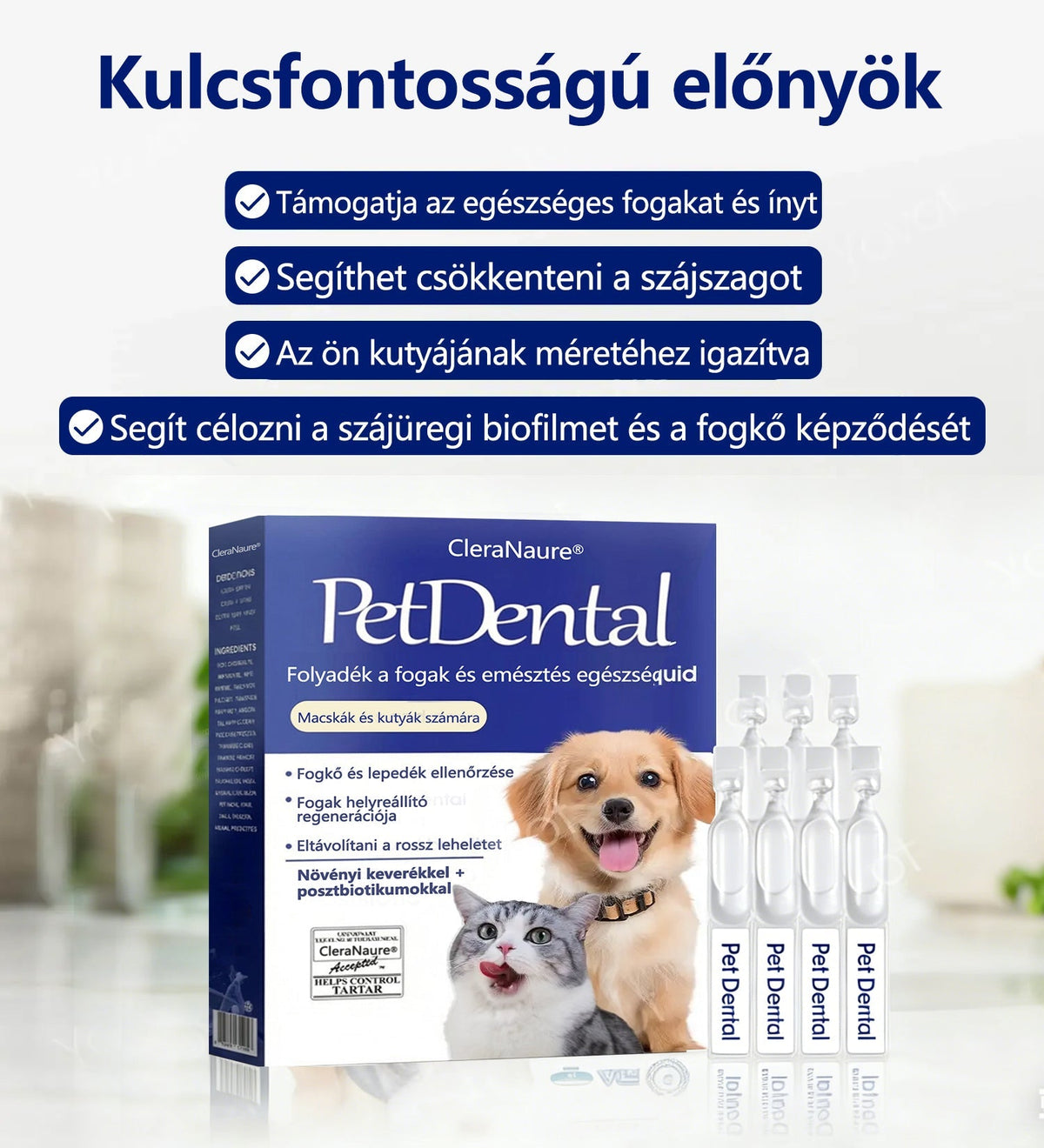 🥇[Hivatalos áruház] CleraNaure® Pet Dental & Digestive Health Oral Liquid – Frissíti a leheletet, eltávolítja a fogkövet, elősegíti az íny regenerálódását és stabilizálja a fogakat (macskák és kutyák számára) – Ma 80% kedvezménnyel!- 🌻